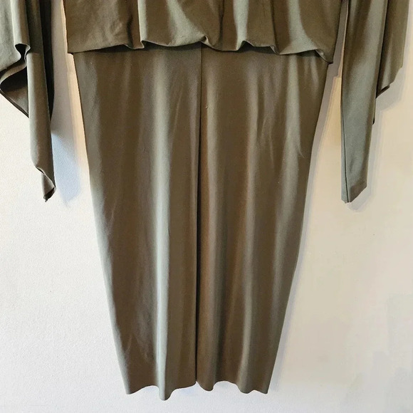 Misa Los Angeles Draped Teget Fluid Stretch Mini Dress Olive  Green Size Large. - Picture 14 of 16